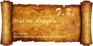 Thaller Klaudia névjegykártya